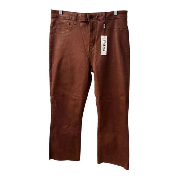 L'Agence Kendra High Rise Cropped Flare Pants Java Coated Women's Size 33 NWT - Picture 5 of 11